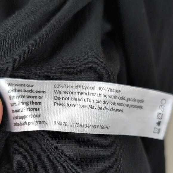 Eileen Fisher Elegant Black Wrap Dress Classic Crepe Fabric Size 16 - Picture 6 of 8